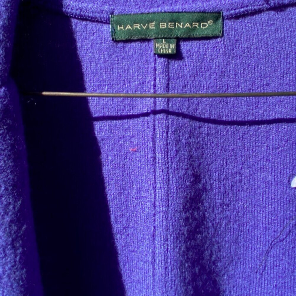 Harve Bernard Cardigan Sweater Like Jacket BluPur w/Front Buttons& Pockets Large - Picture 6 of 7